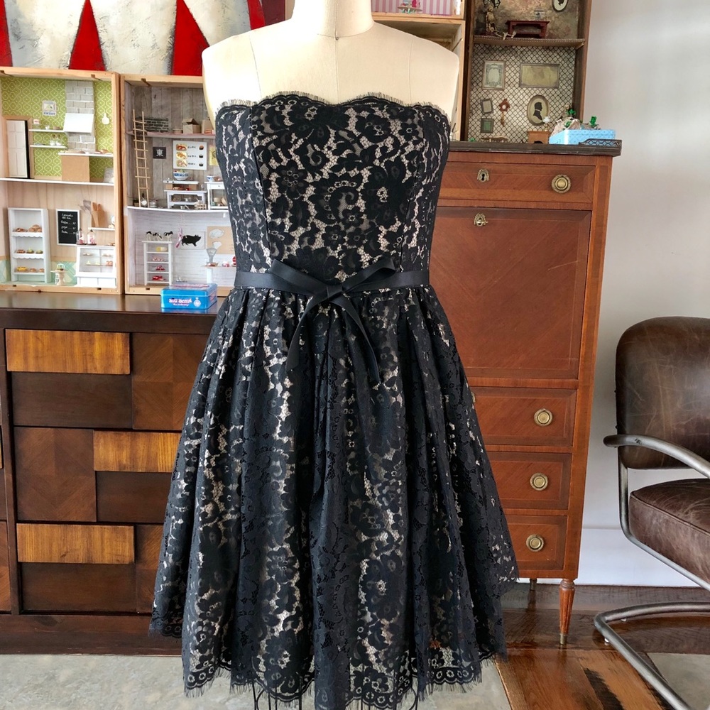 Black lace knee-high dress #13